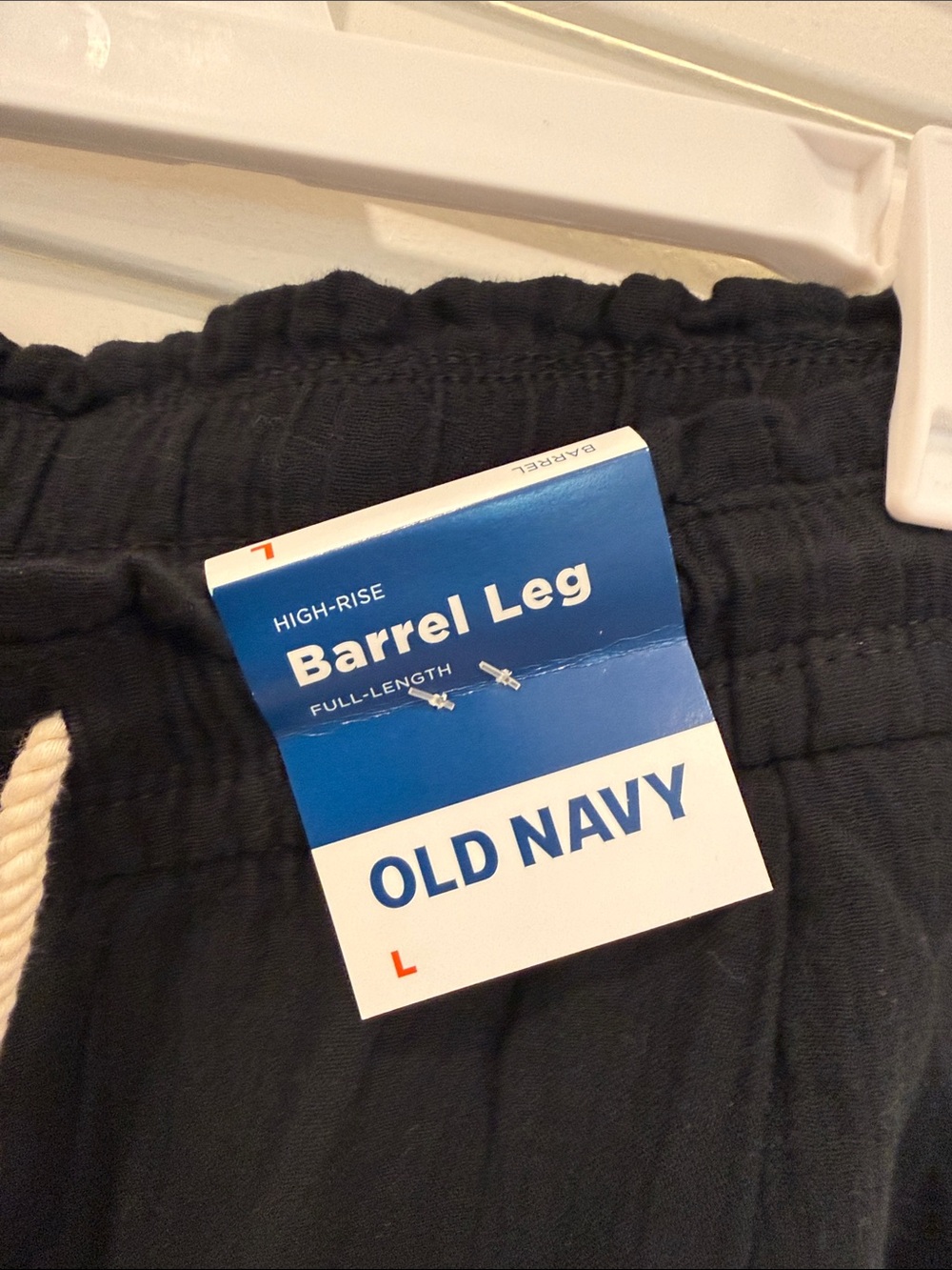 SALE🍁Old Navy Black Wide-Leg Drawstring Pants with White Cord - Picture 2 of 2